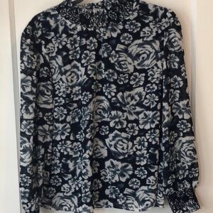Floral Patterned Blouse-mock turtleneck